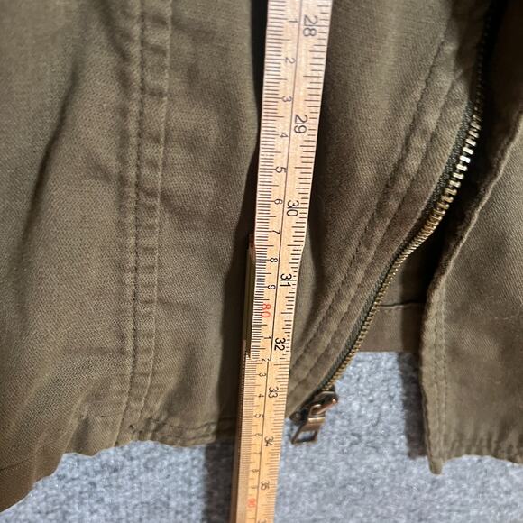 Old Navy Jacket Womens 1X Green Army Jacket Full Zip Snaps Plus Size Soft Hooded - Picture 7 of 10